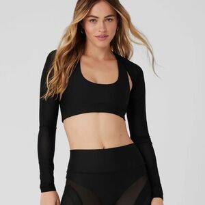 NEW ALO Mesh Heat Wave Shrug - Black - XS